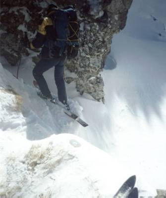 - Descending the icy area. -